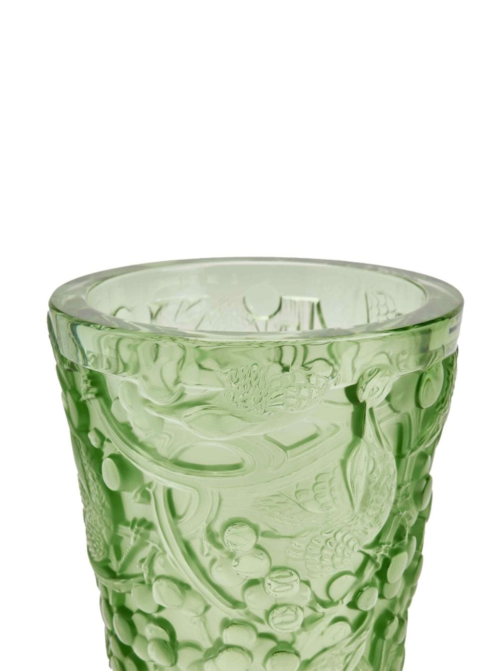 Shop Lalique Medium Merles Et Raisins Crystal Vase In Grün