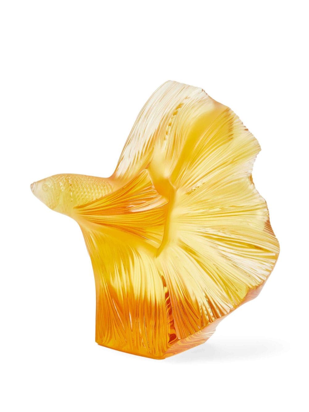 Shop Lalique Fighting Fish Crystal Sculpture In Gelb