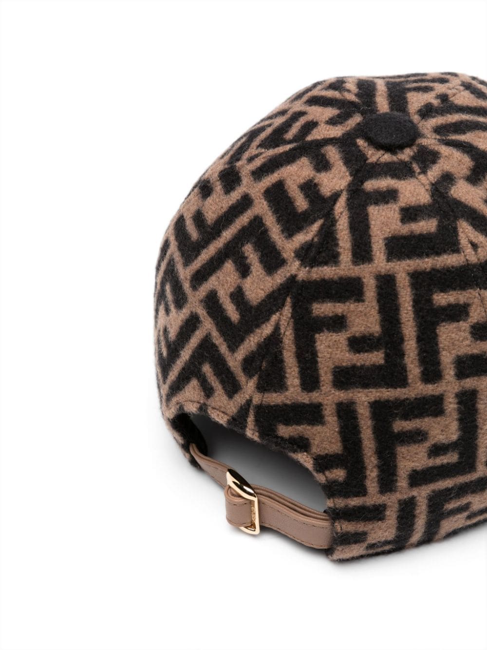 Shop Fendi Ff-pattern Jacquard Wool Cap In Brown