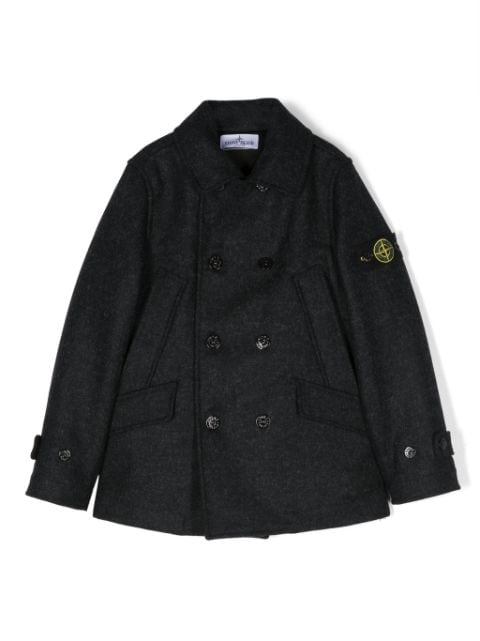 Stone Island Junior Compass-patch double-breasted coat