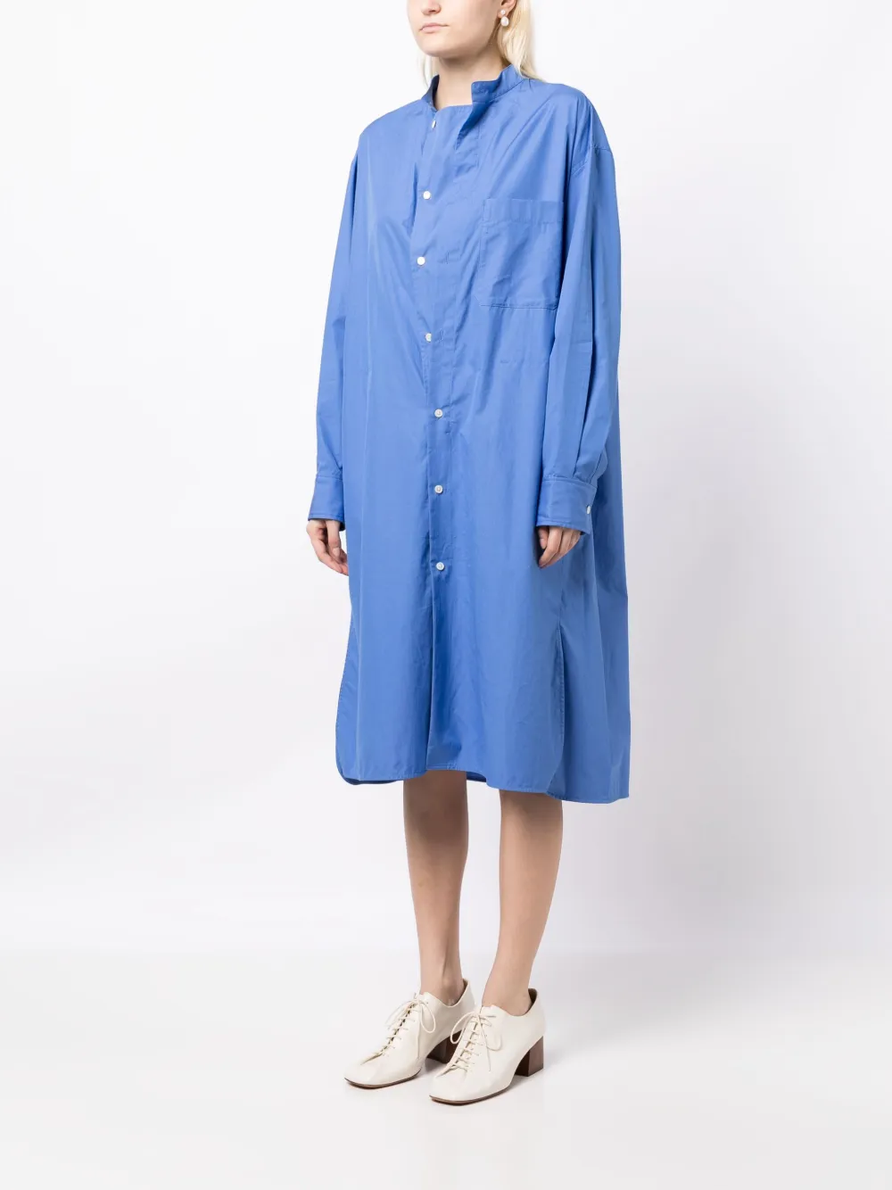 Shop Lemaire Organic-cotton Poplin Shirtdress In Blue