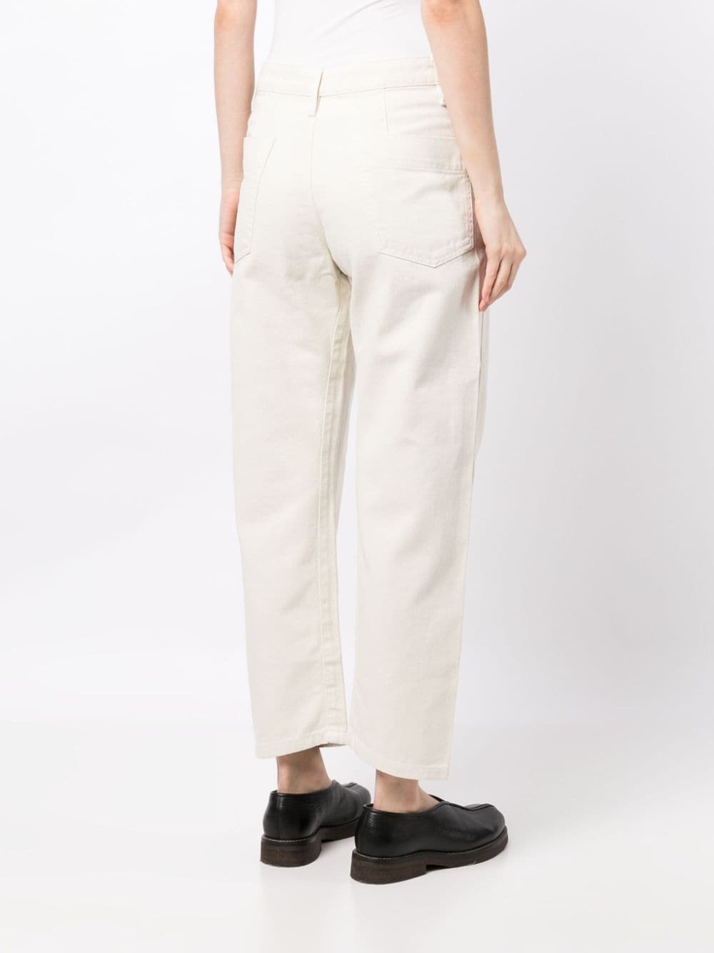 Shop Lemaire High-waist Straight Trousers In White