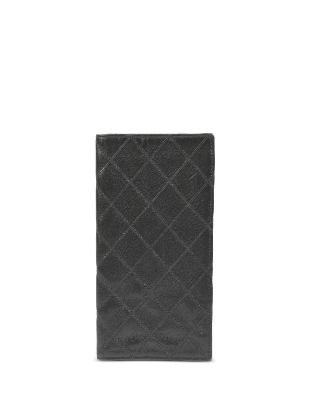 Pre-owned 1990 Diamond-stitched Bi-fold Wallet In Black