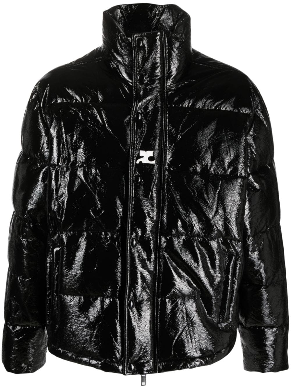 Courrèges logo-patch vynil puffer jacket - Black