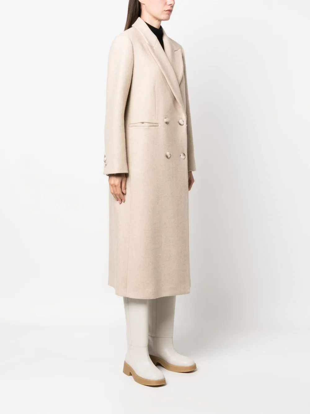 Shop Ivy & Oak Double-breasted Wool Coat In Neutrals