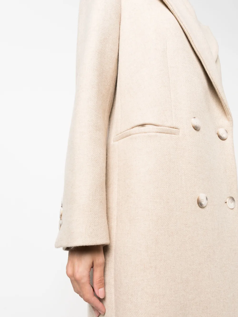 Shop Ivy & Oak Double-breasted Wool Coat In Neutrals