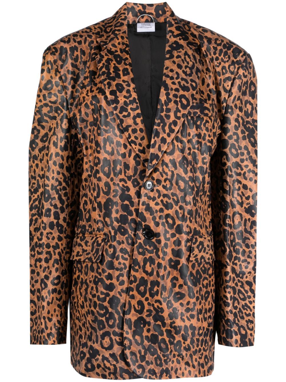 Shop Vetements Leopard-print Leather Blazer In Brown