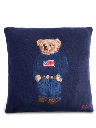 Ralph Lauren Home Polo Bear インターシャニット クッション | ブルー