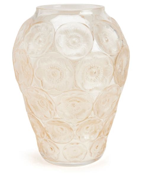 Lalique Anemones floral-engraved crystal vase