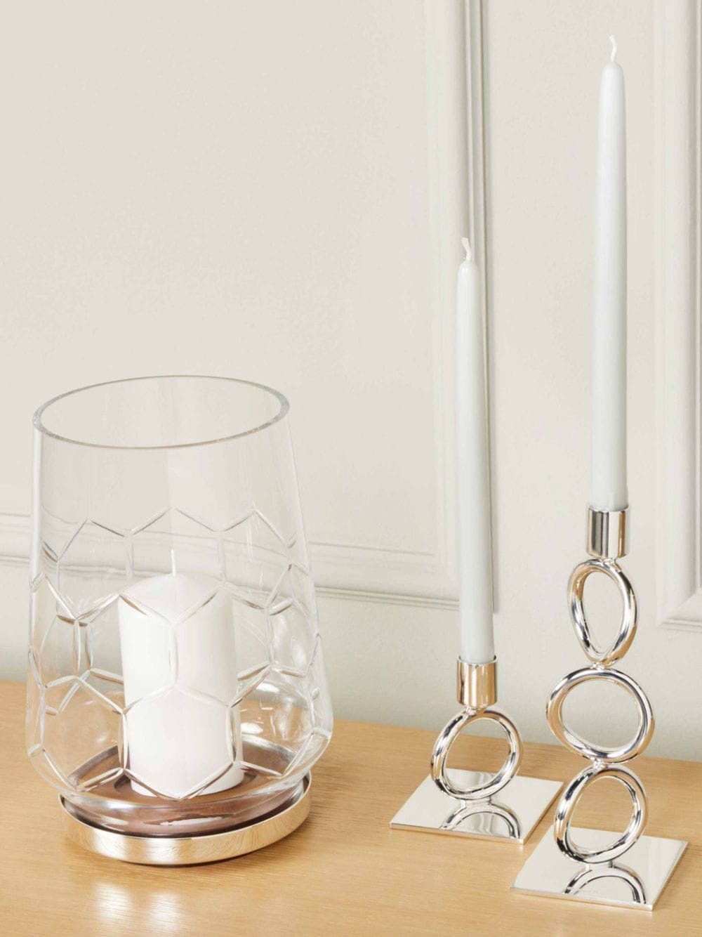 Shop Christofle Vertigo Three-ring Candle Holder In Silver