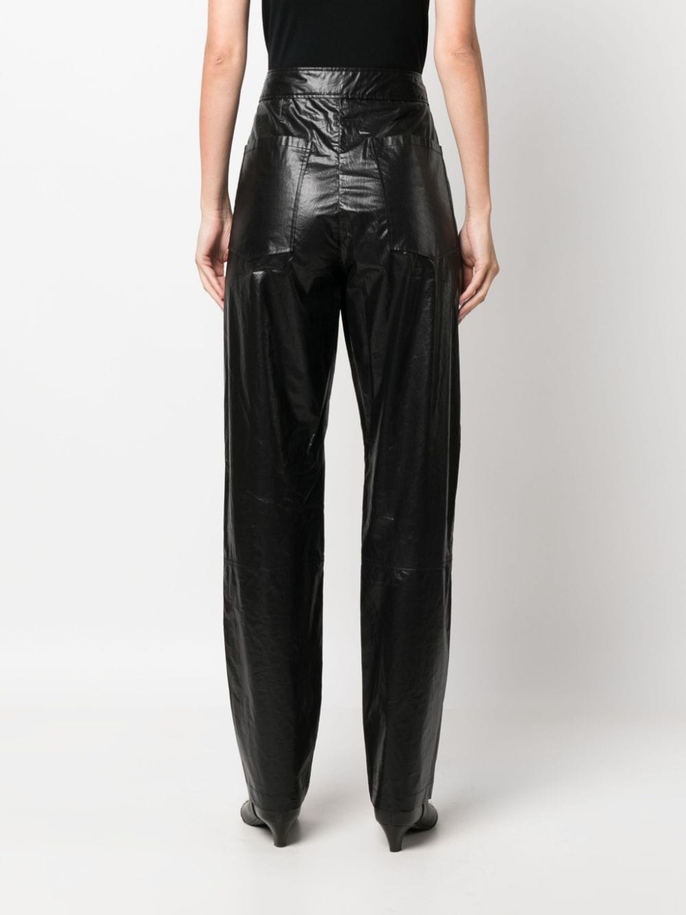 Shop Isabel Marant Metallic-effect Straight-leg Trousers In Black