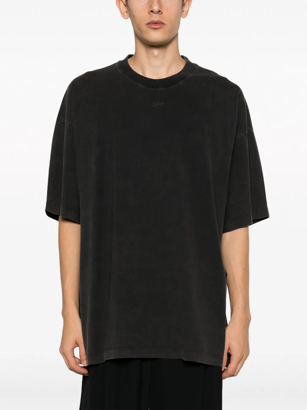 Shop Off-white Super Moon-print Cotton T-shirt In Black