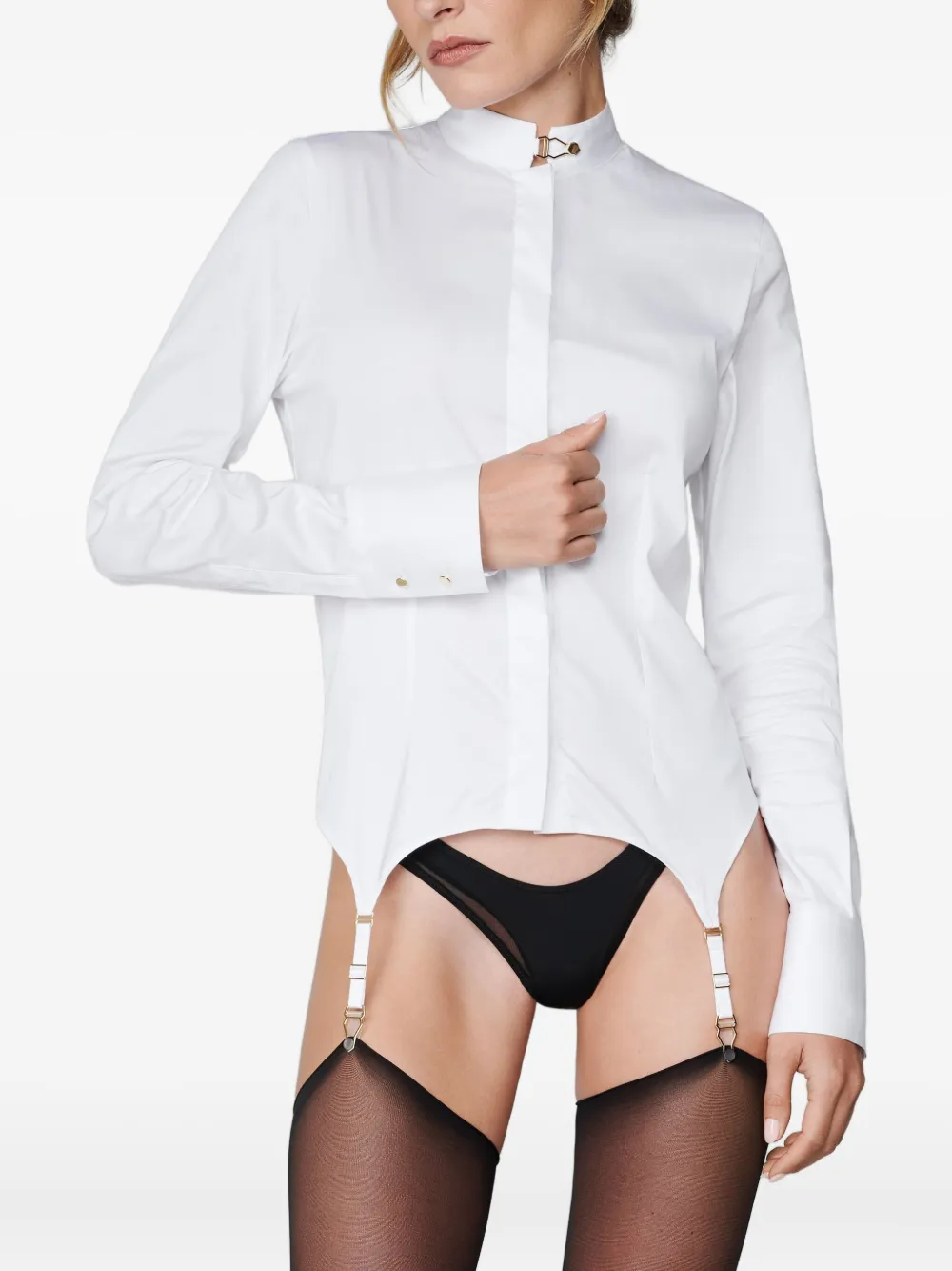  Maison Close Braces-detail Poplin Shirt - White 