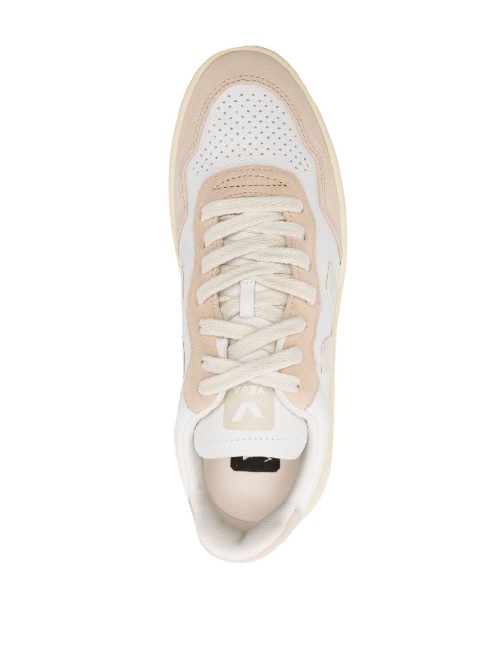 Shop Veja V-90 Low-top Leather Sneakers In White