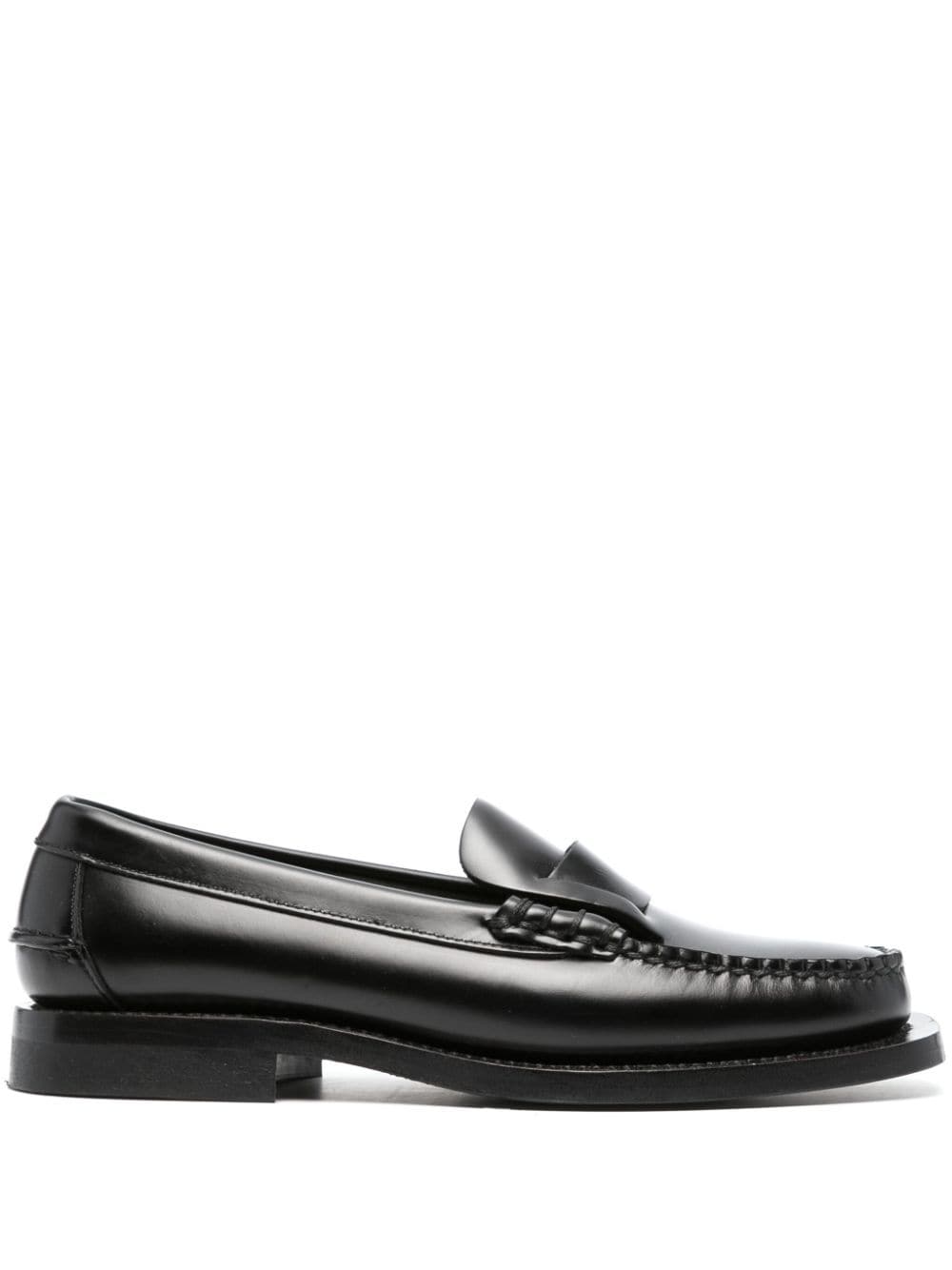 Shop Hereu Sineu Leather Loafers In Black