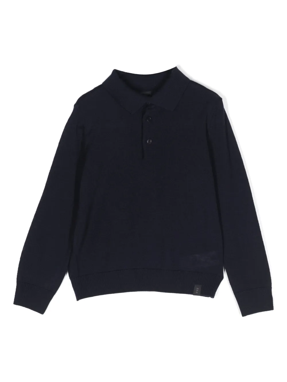 Fay Kids' Long-sleeve Wool Polo Shirt In Blue