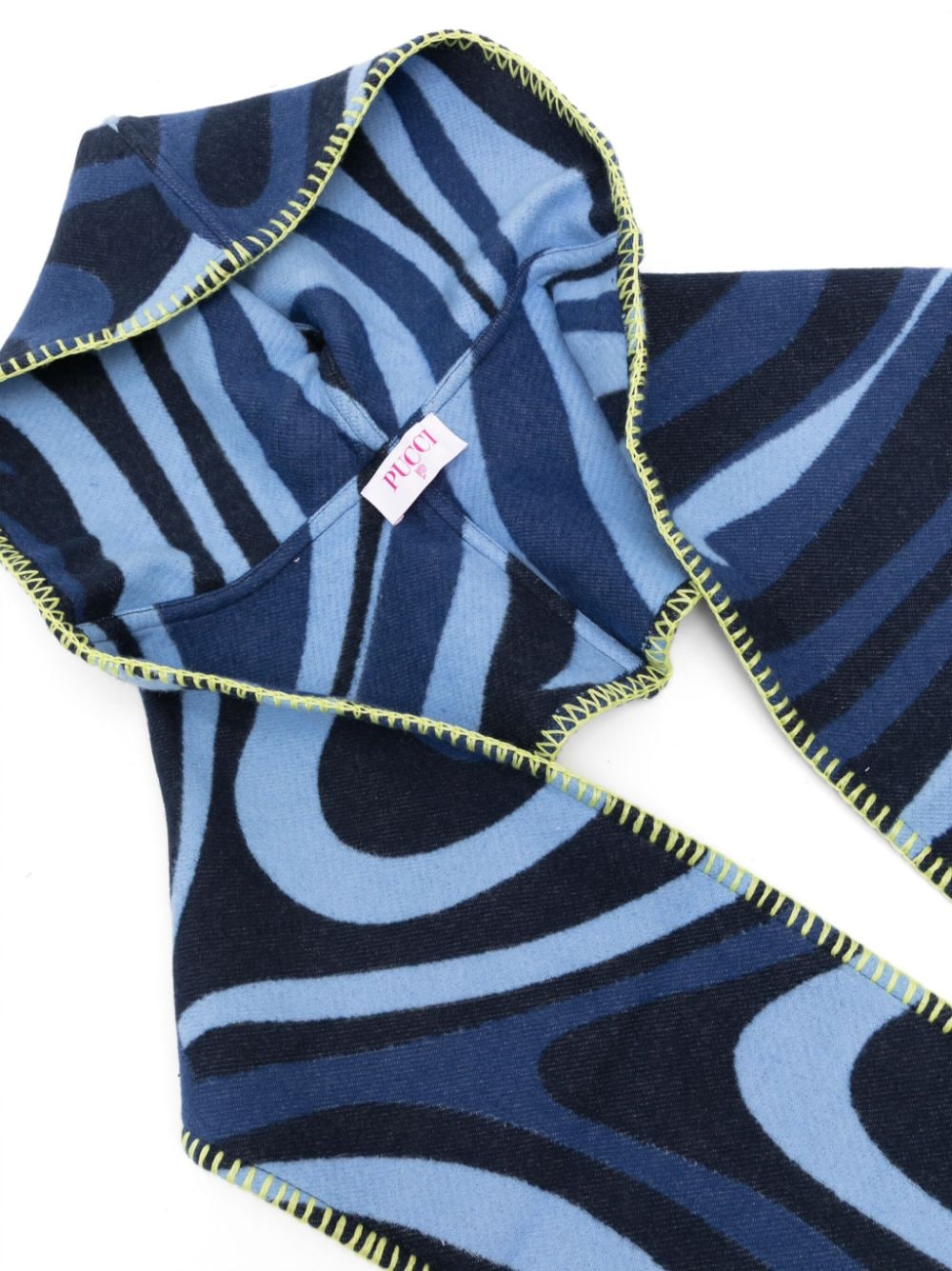 Shop Pucci Junior Marmo-print Whipstitch-trim Hood In Blue