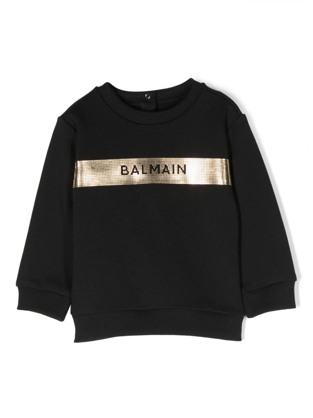 Balmain Babies' Metallic-effect Logo-print Sweatshirt In Black