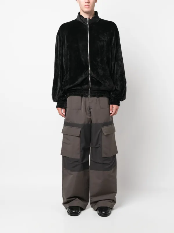 GCDS logo-embroidered Velvet Bomber Jacket | Black | FARFETCH