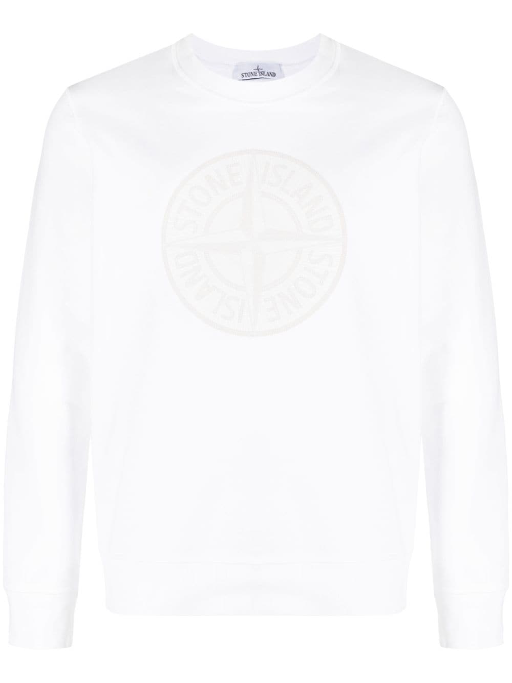 Stone Island Logo-embroidered Cotton Sweatshirt In White