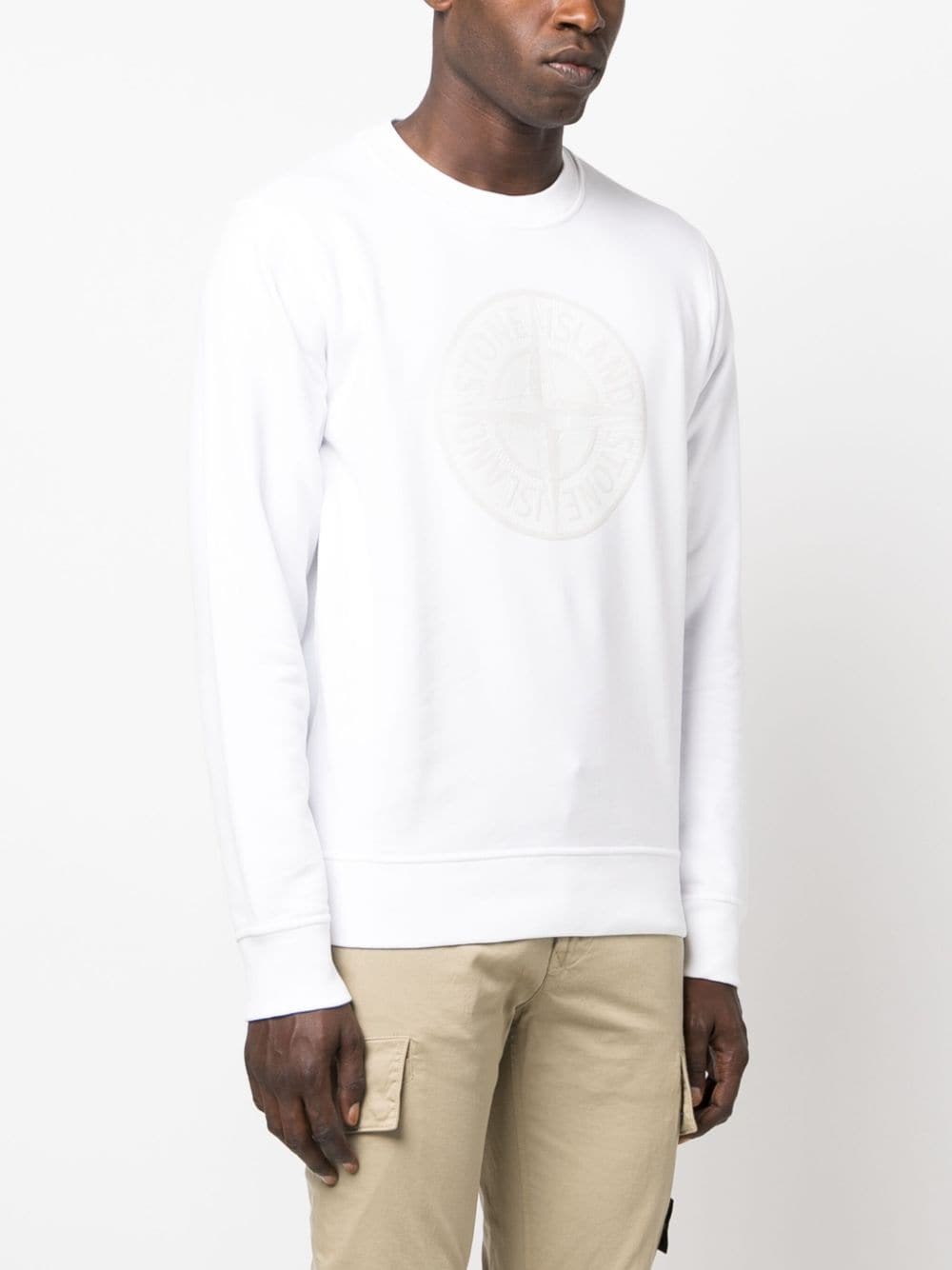 Stone Island Sweater met geborduurd logo Wit