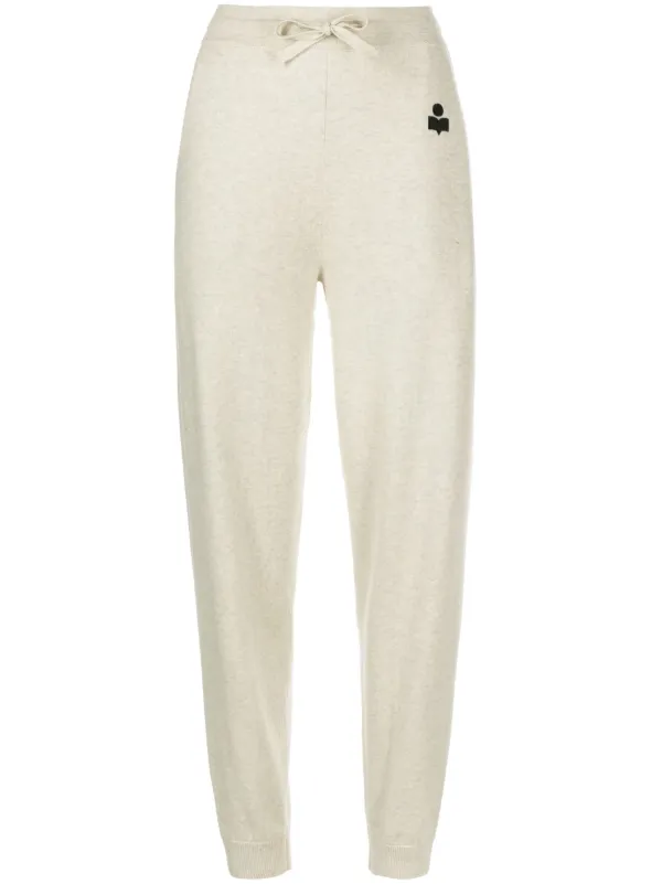 Marant Étoile Kira Drawstring Knitted Trousers in Neutrals