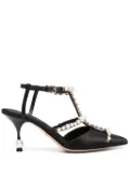 Giambattista Valli pearl-detail satin 85mm pumps - Black