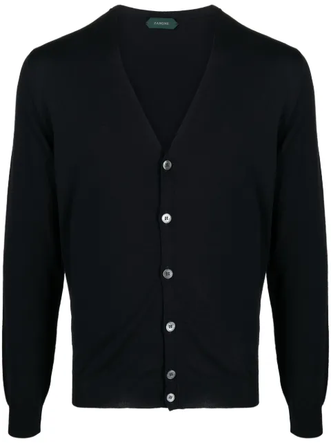 Zanone plunging V-neck fine-knit cardigan