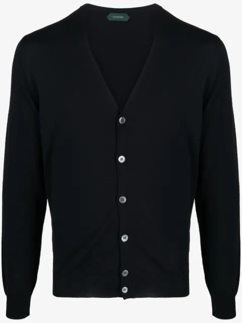 Zanone plunging V-neck fine-knit cardigan