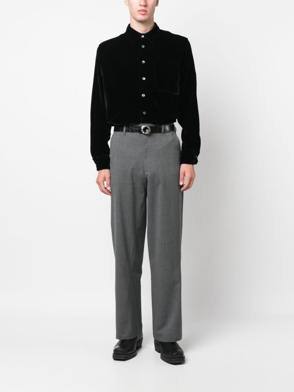 Shop Sunflower Tailored Straight-leg Trousers In Grau