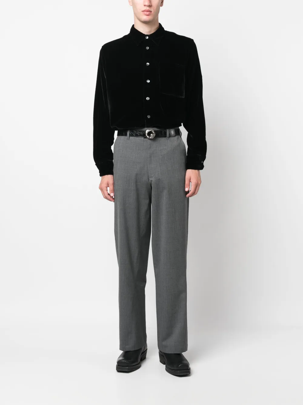 Shop Sunflower Tailored Straight-leg Trousers In Grau