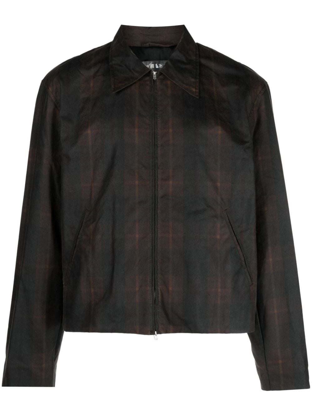 Shop Our Legacy Check-print Cotton Shirt Jacket In Braun