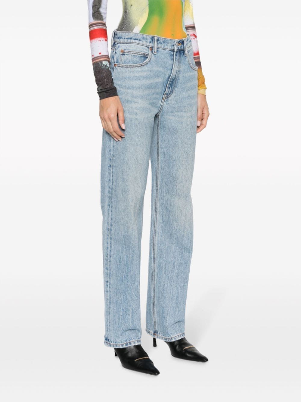 Shop Alexander Wang Mid-rise Straight-leg Jeans In Blue