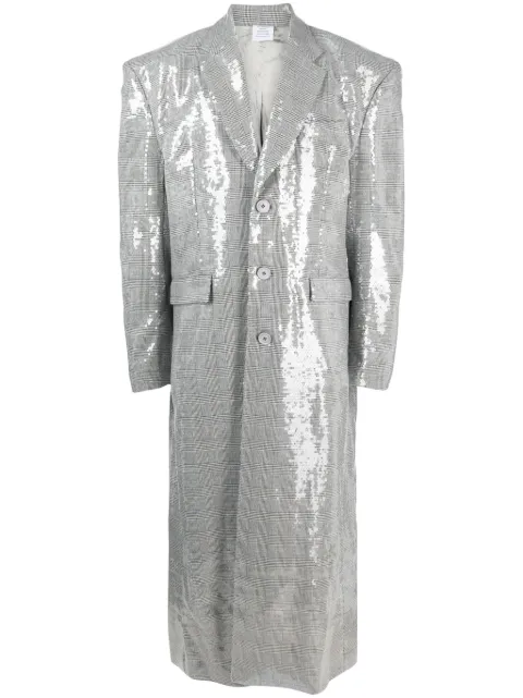 VETEMENTS manteau brodé de sequins à carreaux