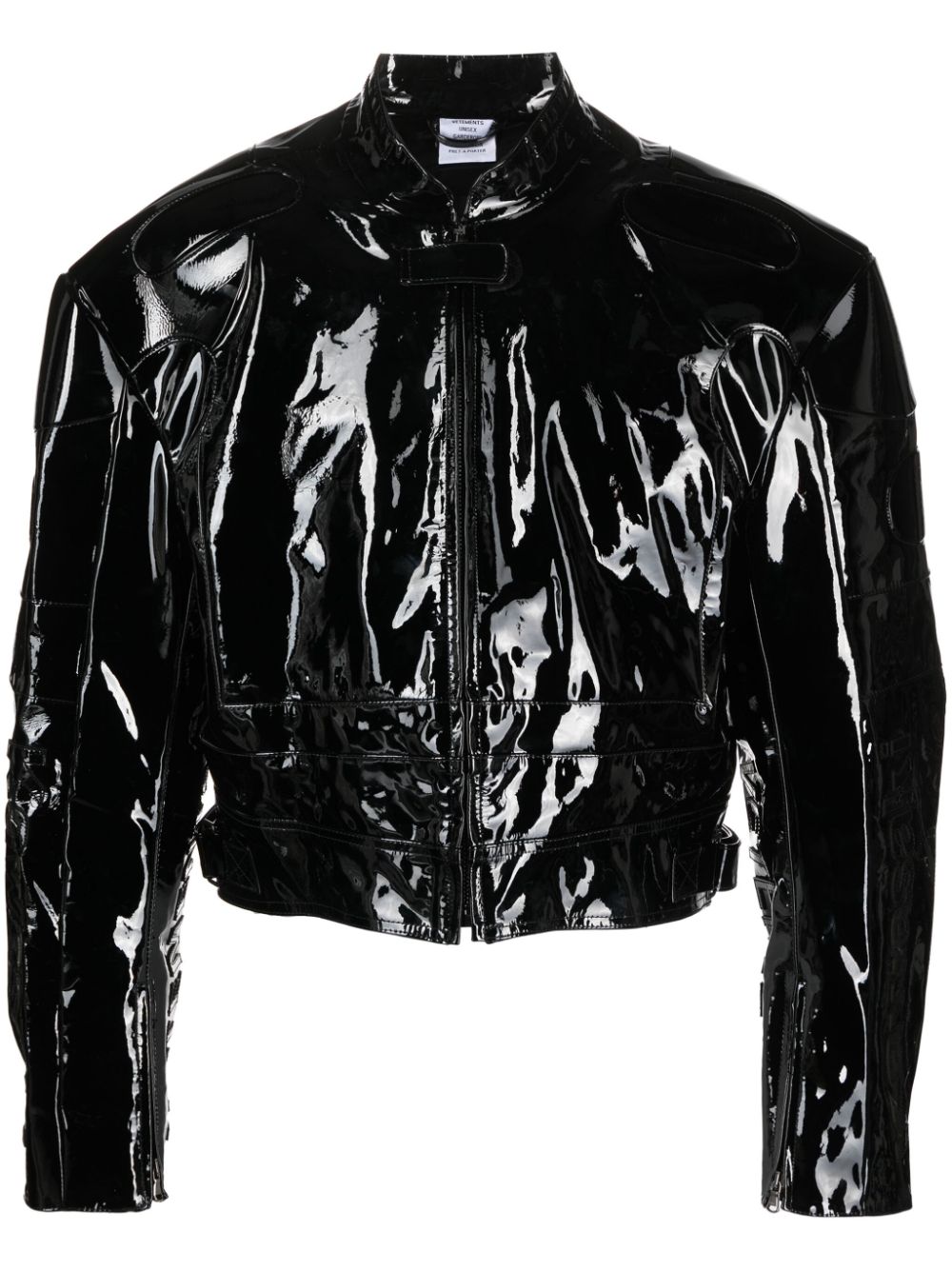 Shop Vetements X Kawasaki Patent Leather Jacket In Black