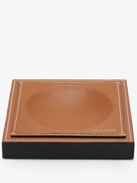 Ralph Lauren Home Brennan Leather-Teak catchall (15.9 cm)