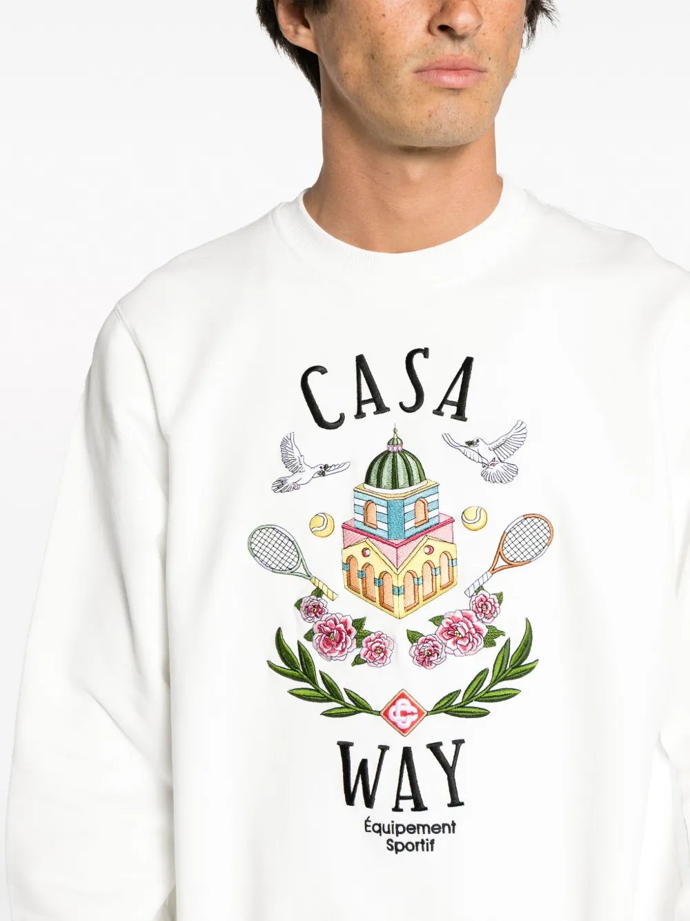 Shop Casablanca Casa Way Cotton Sweatshirt In White