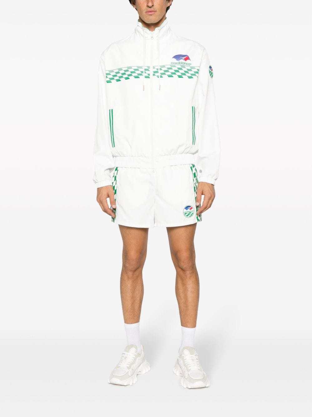 Shop Casablanca Tennis Horizon-print Elasticated Track Shorts In White