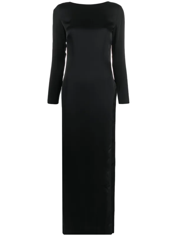 Maison Close Satin V-back Maxi Dress | Black | FARFETCH