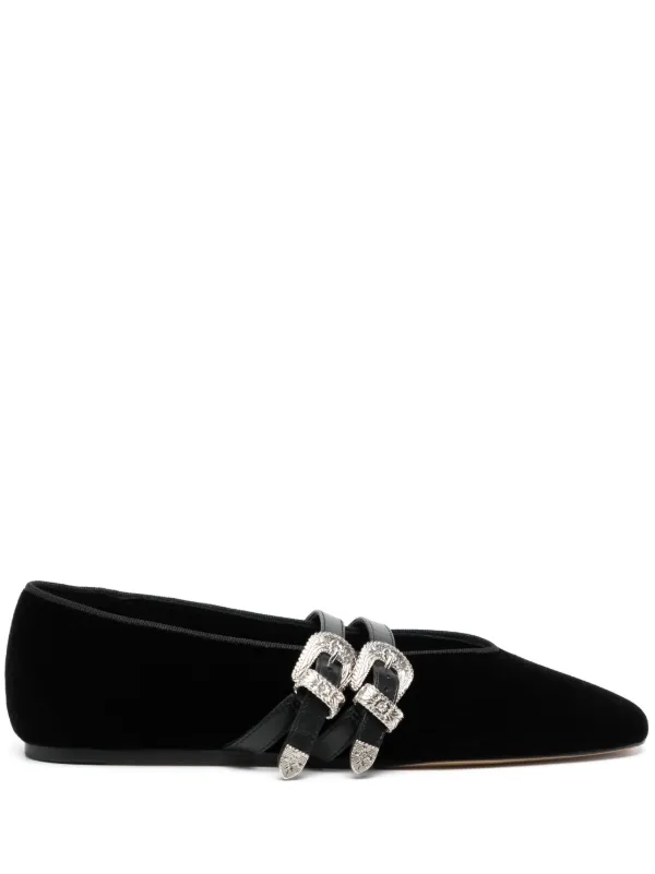 Le Monde Beryl Claudia Belted Velvet Slippers Black FARFETCH CA