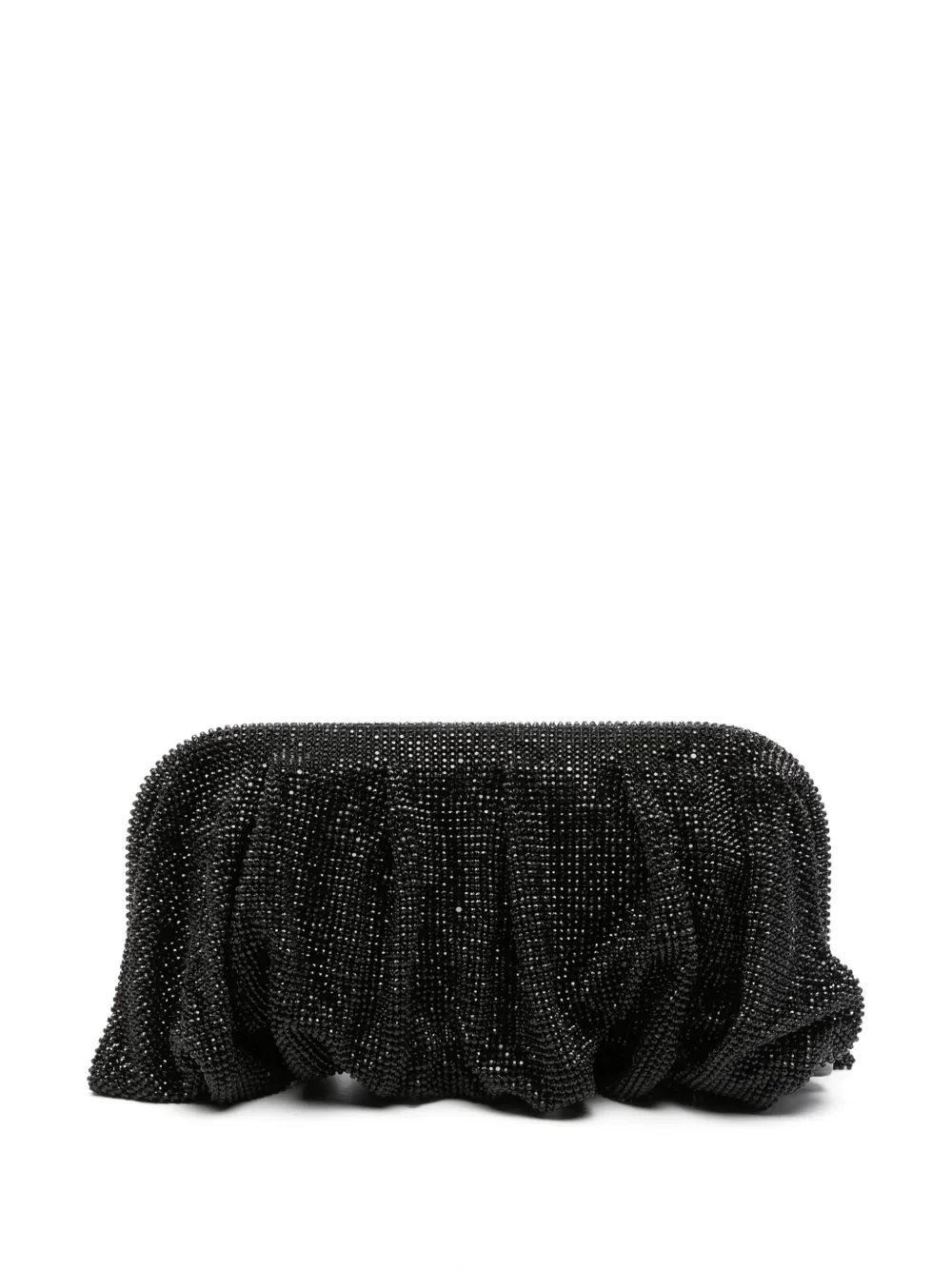 Benedetta Bruzziches Venus La Grande Ruched Crystal Mesh Clutch Bag In Schwarz