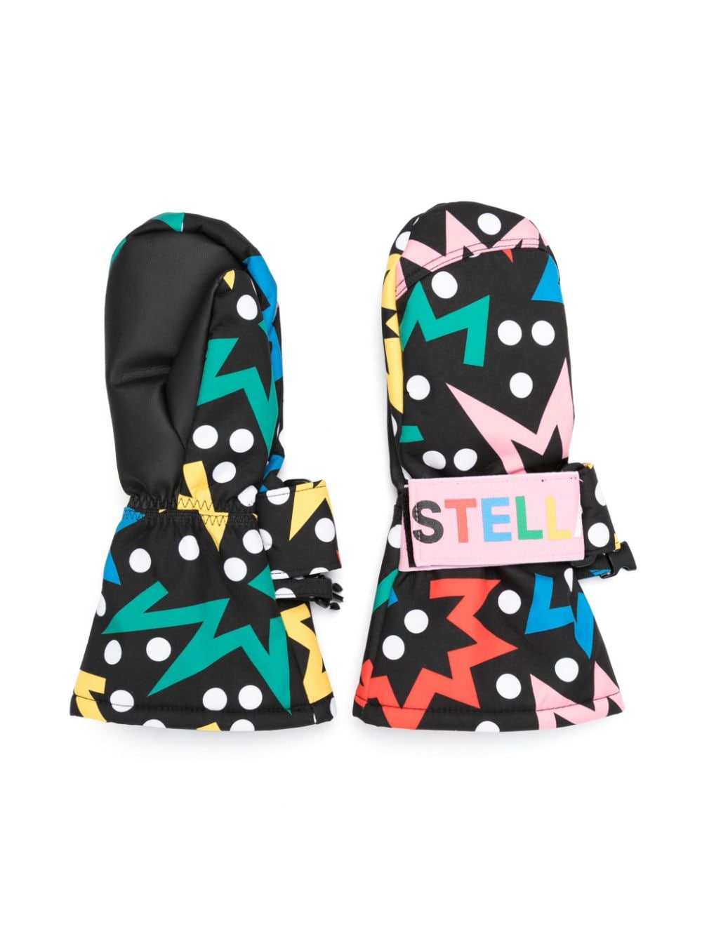 Stella Mccartney Kids' Starburst-print Padded Gloves In Black