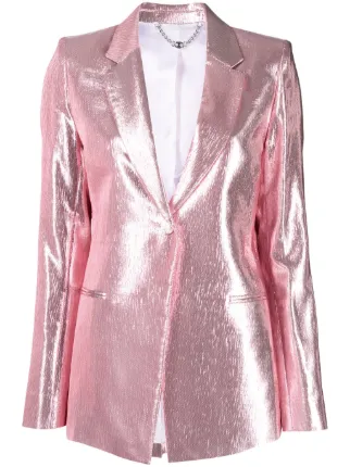 Rabanne metallic effect single breasted Blazer Pink FARFETCH