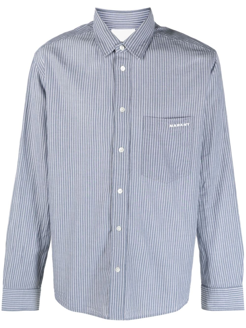 Shop Marant Jasolo Striped Cotton Shirt In Blue