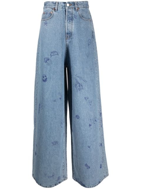 VETEMENTS jeans anchos con estampado de ilustración
