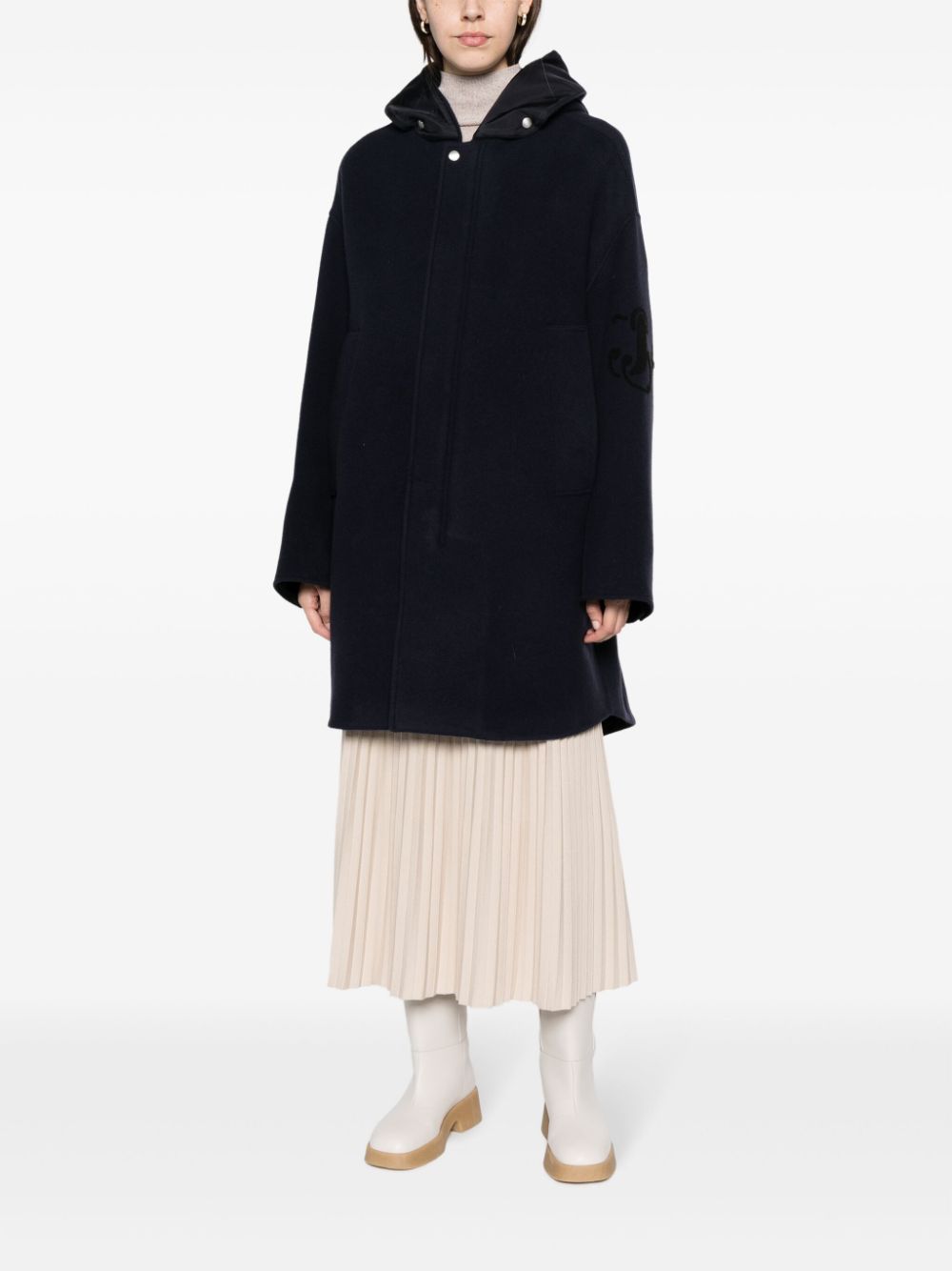 Jil Sander virgin-wool hooded parka - Blauw