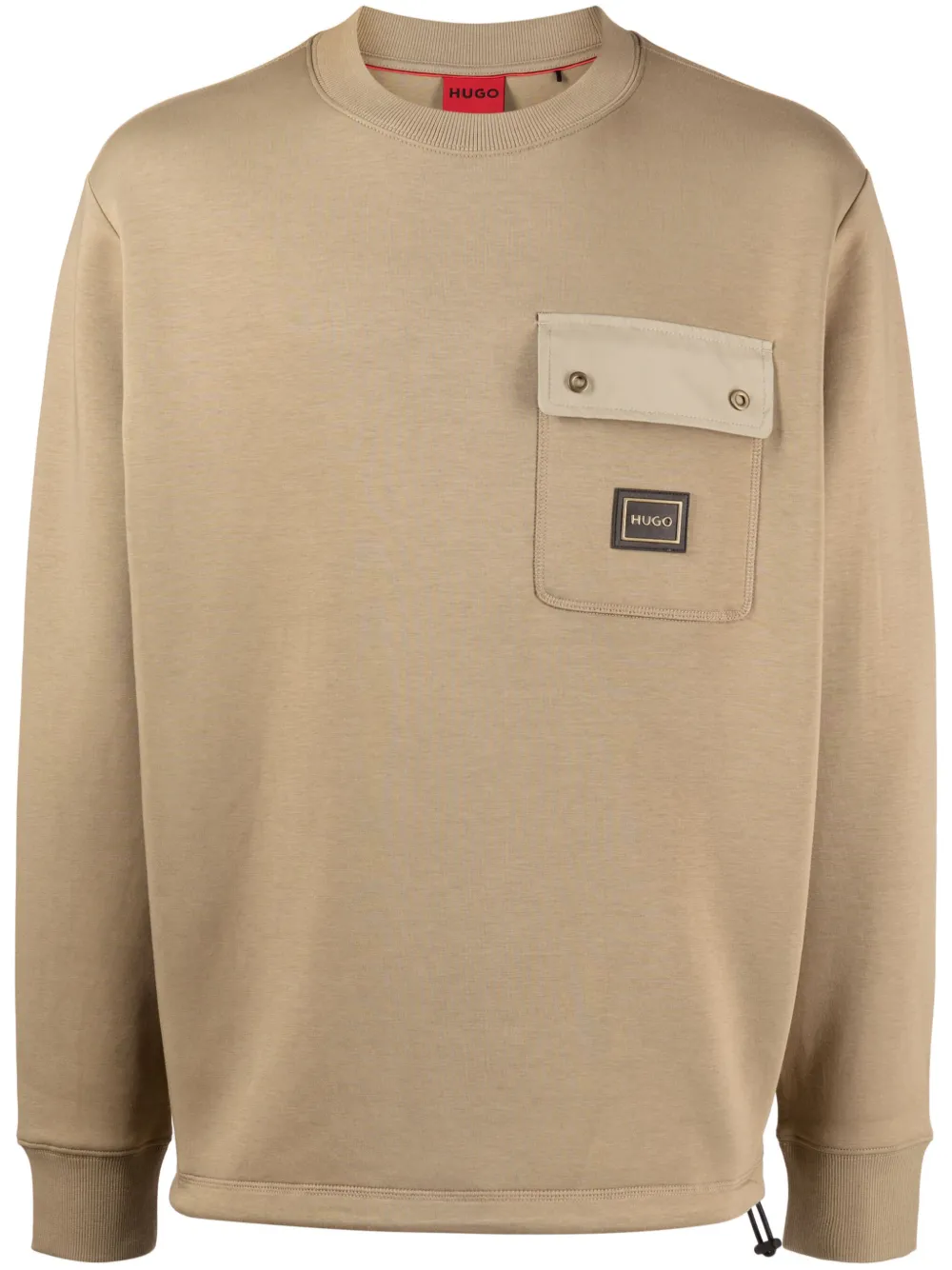 HUGO Sweater met logoprint Bruin