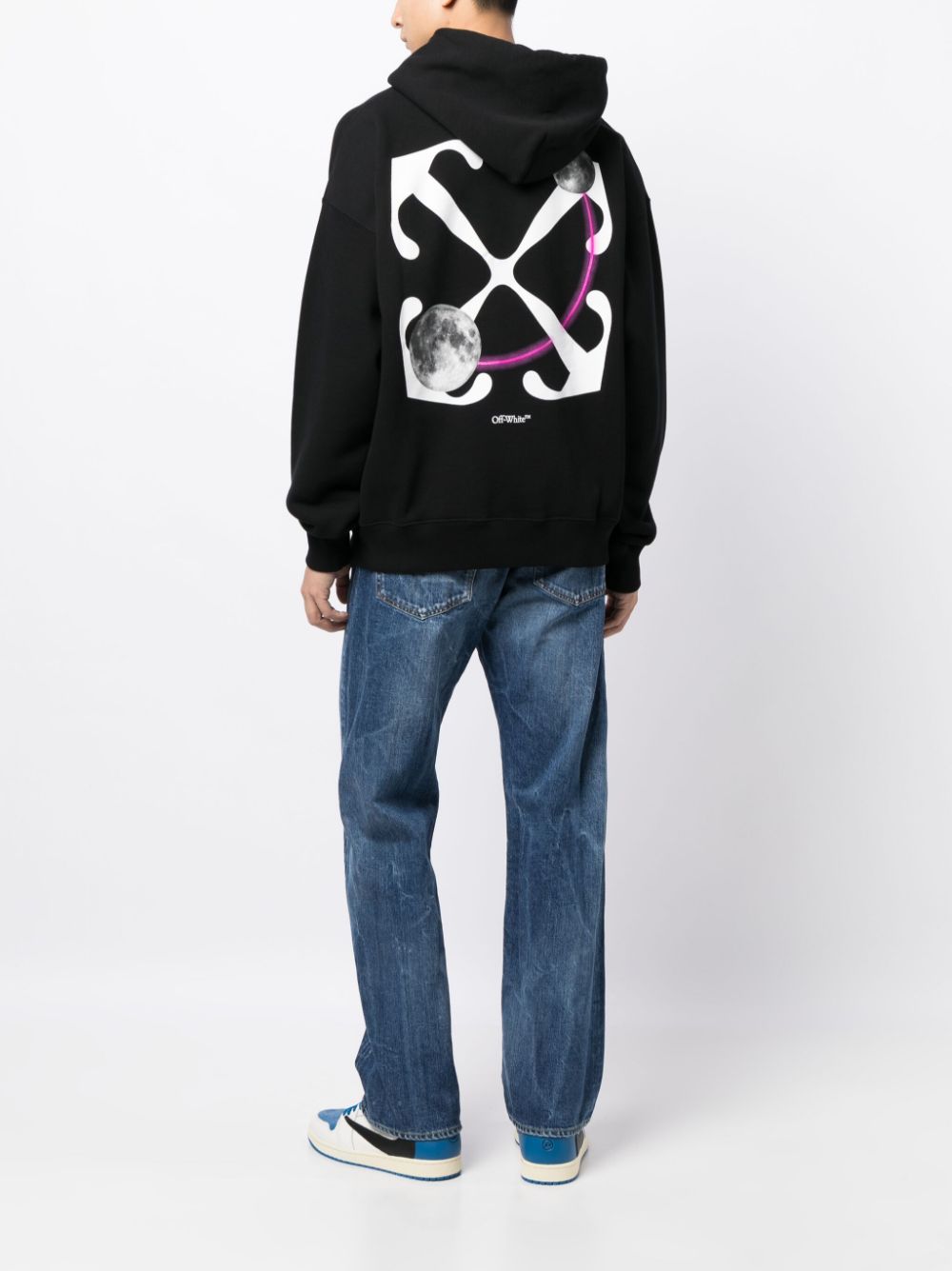 Off-White Moon Arrow-print cotton hoodie - Zwart