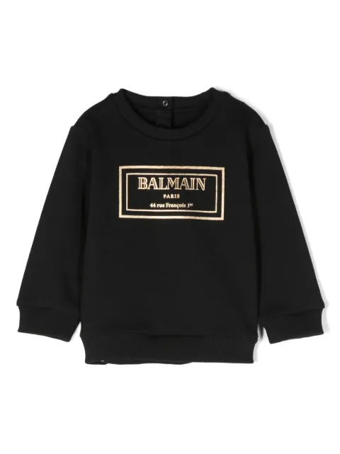 Balmain Kids sudadera con efecto metalizado y logo estampado