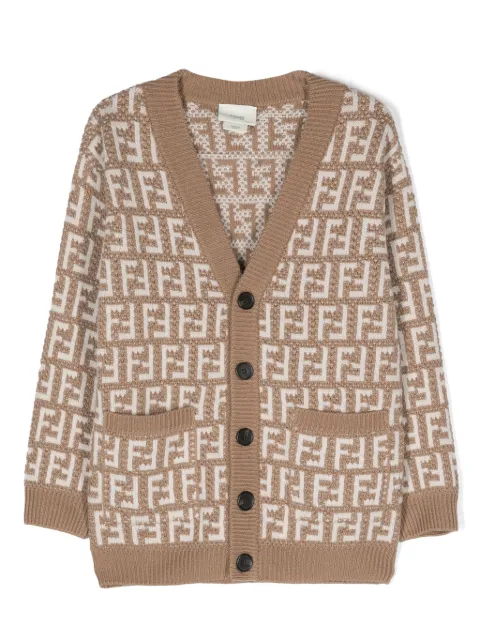 Fendi Kids FF intarsia-knit V-neck cardigan